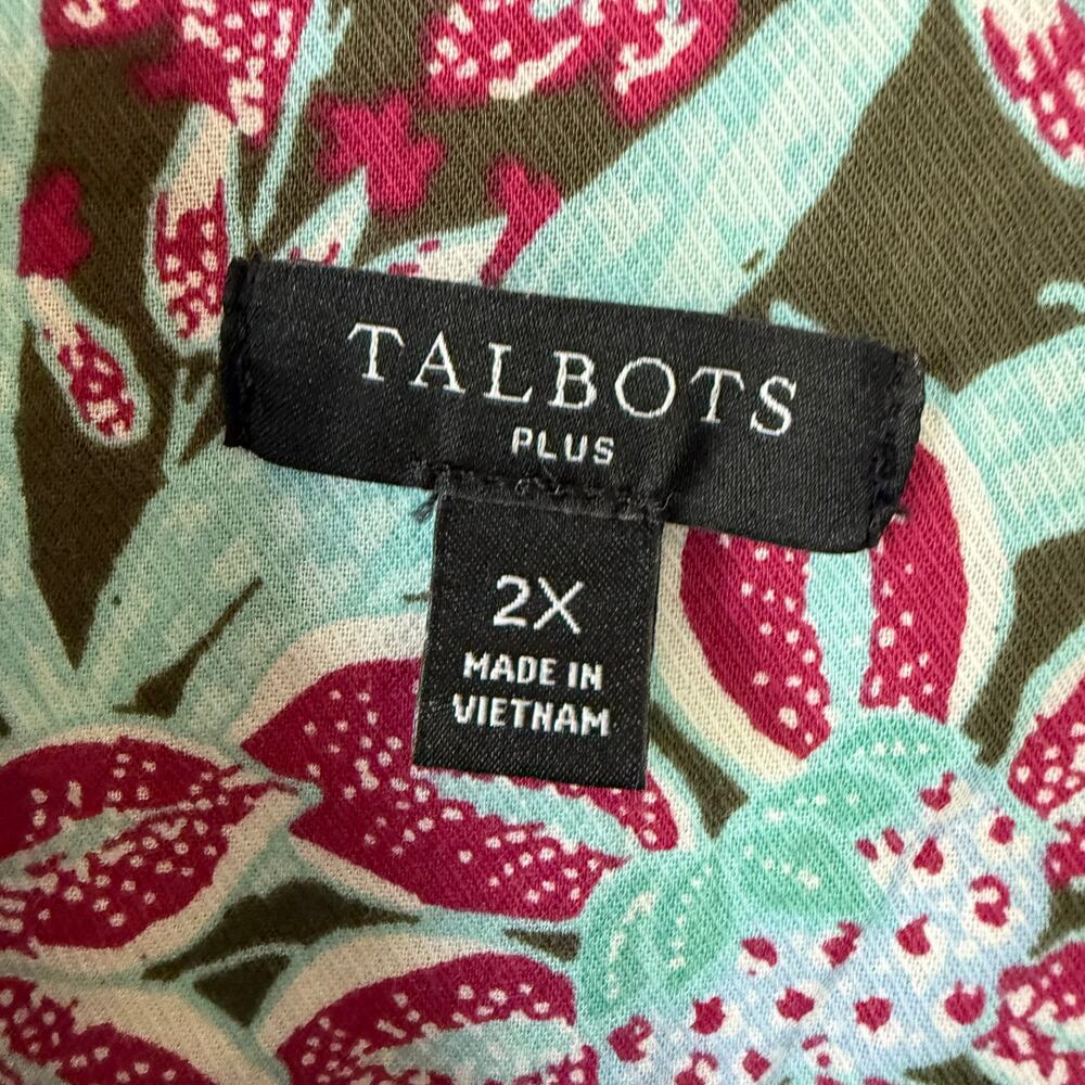Talbots button-up blouse features a vibrant, multicolor floral pattern Size 2X - Picture 3 of 9